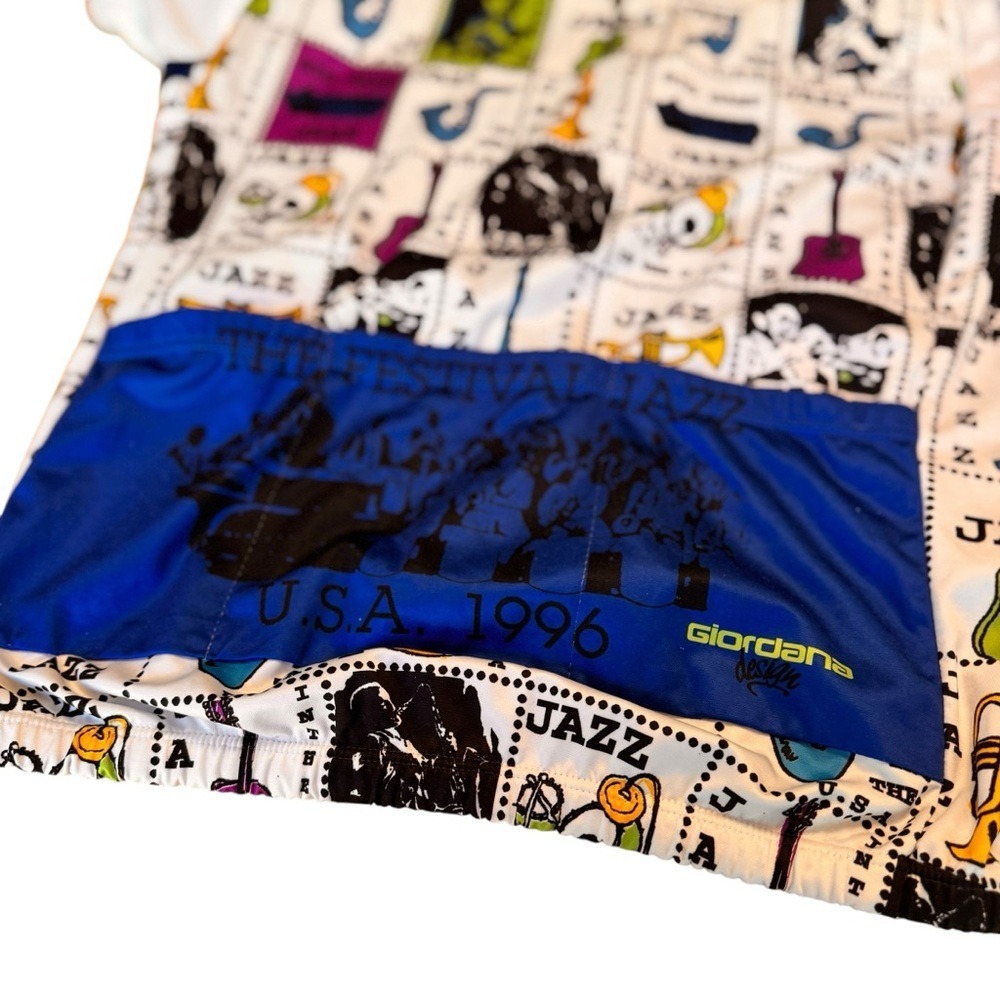 Giordana Jazz Festival Cycling Jersey M Vintage 1996 USA Rare Print COLLECTIBLE - Picture 9 of 9